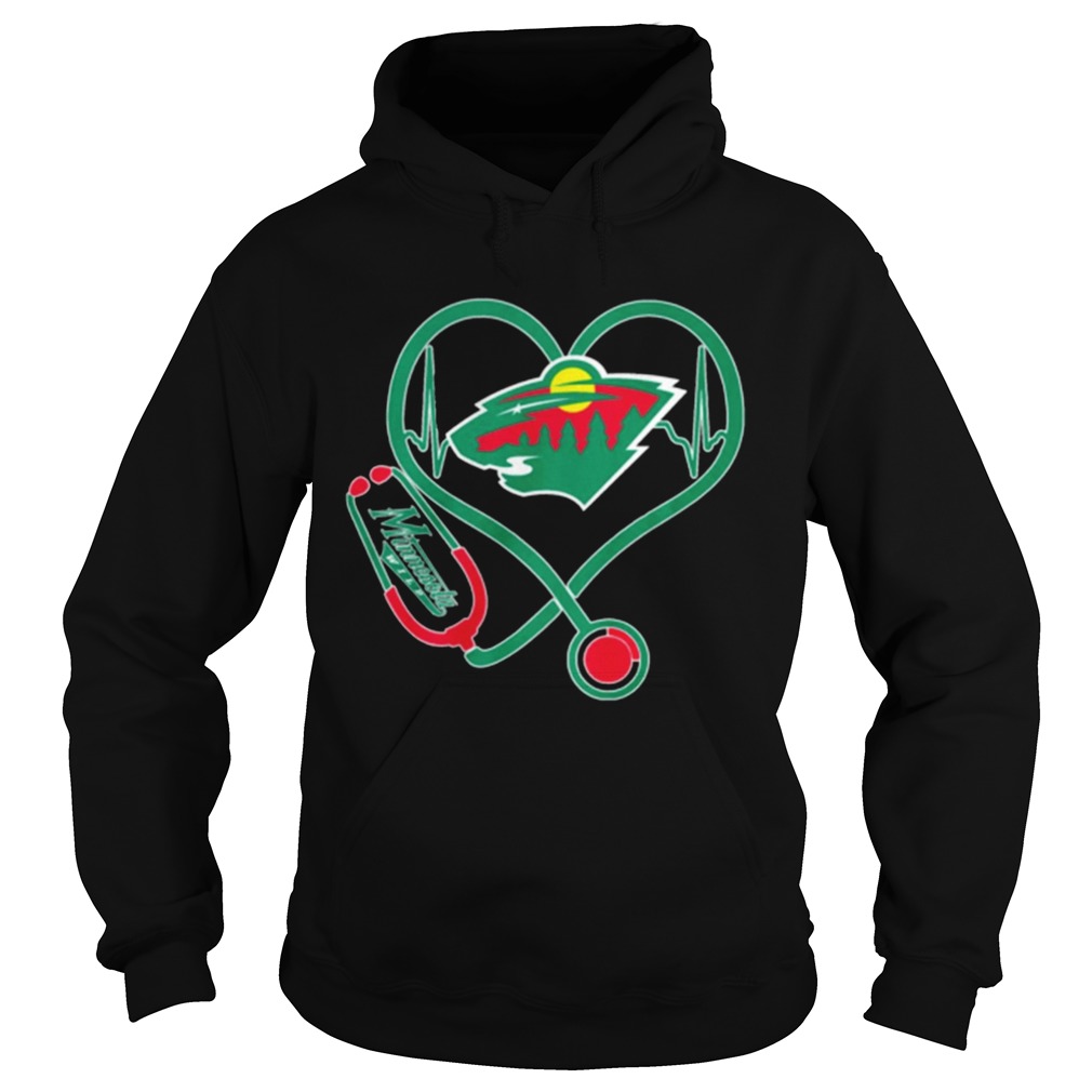 Heartbeat nurse love Minnesota Wild Hoodie