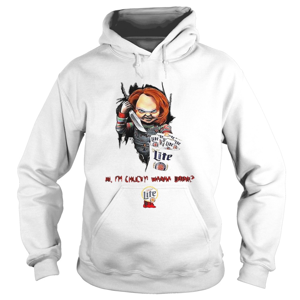 Hi Im Chucky Wanna Drink Miller Lite Halloween Hoodie