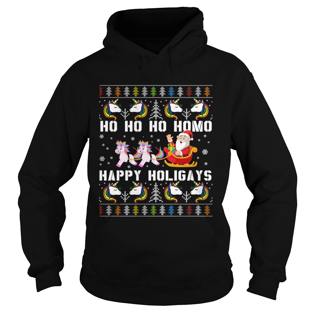 Ho Ho Ho Homo Happy Holigays Santa Unicorn LGBT Pride TShirt Hoodie