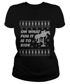 Horse Ugly Christmas Equestrian Jumping Show TShirt Classic Ladies