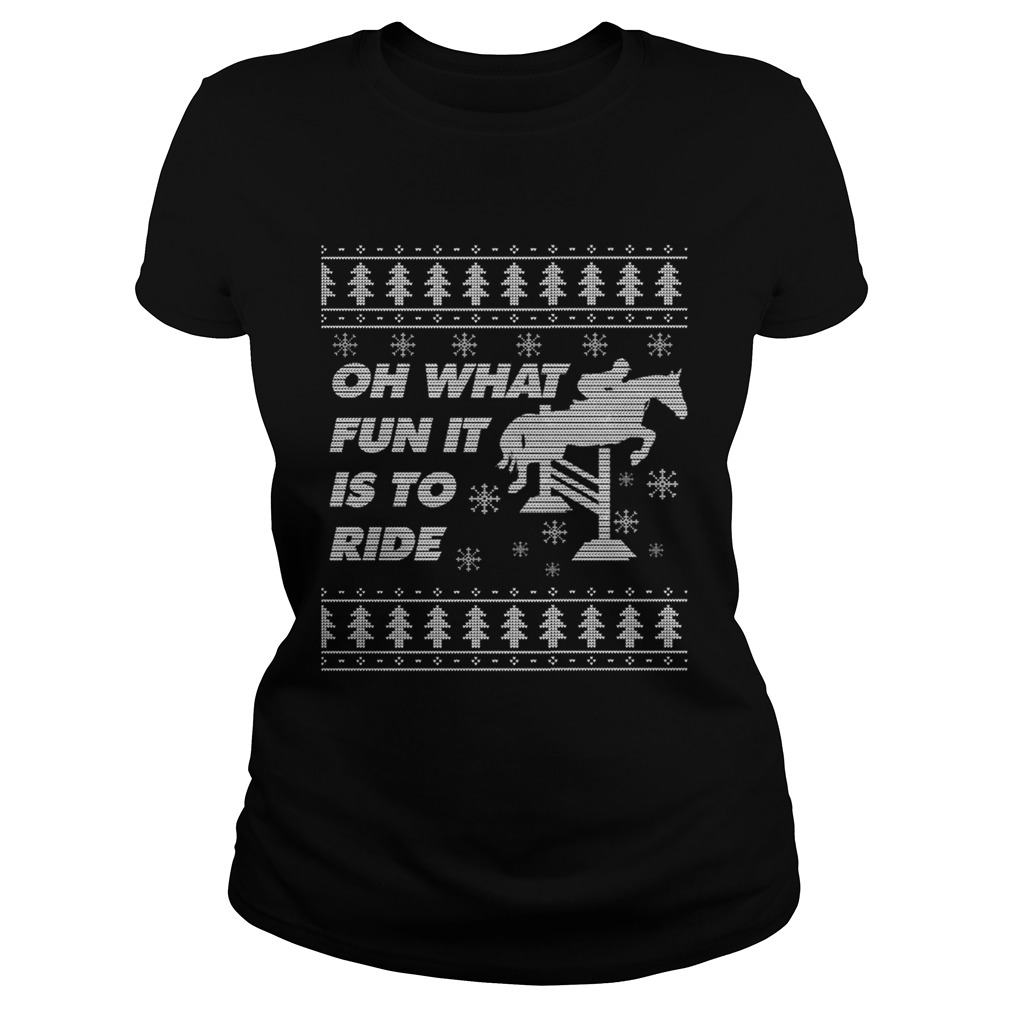 Horse Ugly Christmas Equestrian Jumping Show TShirt Classic Ladies