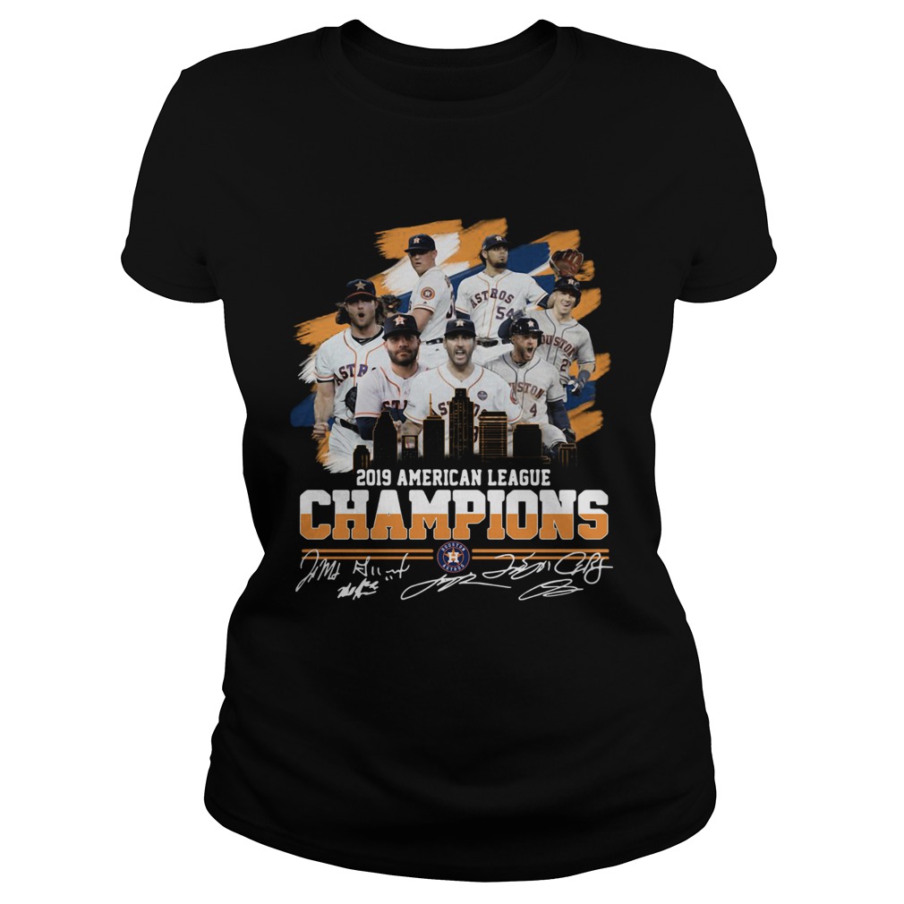 Houston Astros 2019 American League Champions Signatures Shirt Classic Ladies