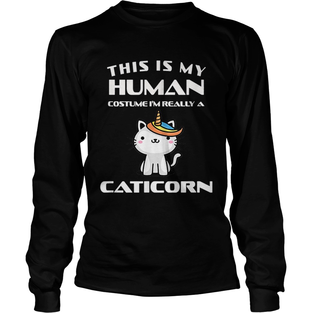 Human Halloween Caticorn Costume Cat Fun Gift LongSleeve