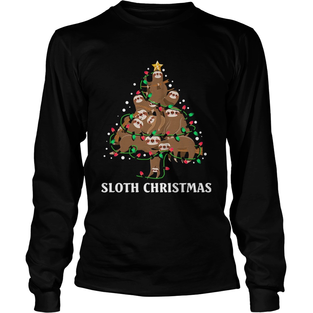 I Love Sloth Christmas Tree Merry Slothmas TShirt LongSleeve