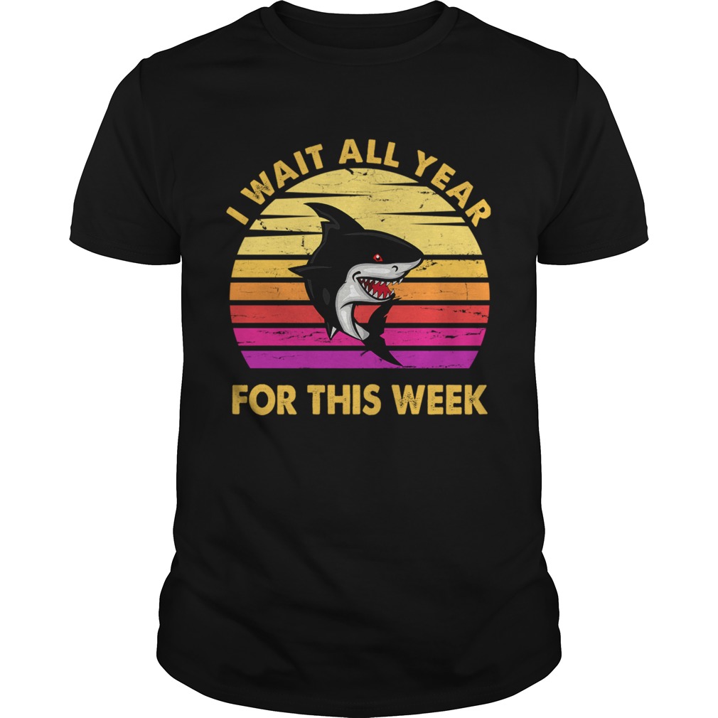 I Wait All Year For This Week Retro Vintage Shark TShirt