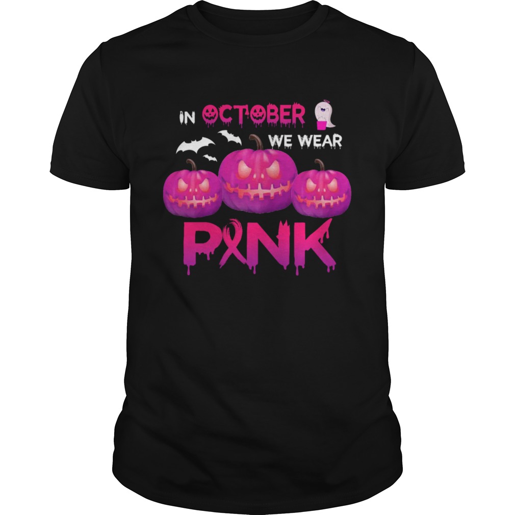 In October We Wear Pink Pumpkin Halloween Womens TShirt