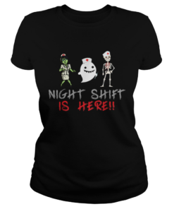 Is Here Nurse Boo Skeleton Zombie Halloween  Classic Ladies