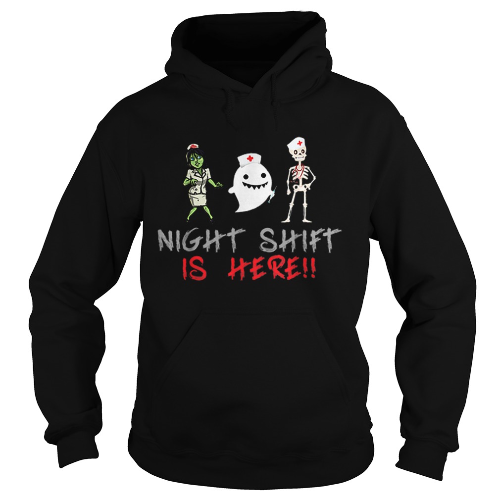 Is Here Nurse Boo Skeleton Zombie Halloween Hoodie