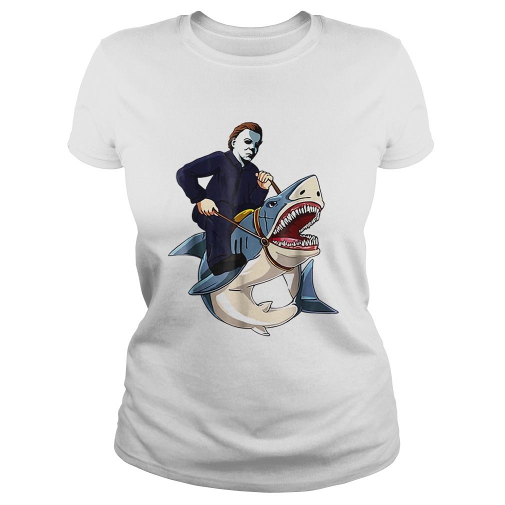 Jason Riding Shark Funny Halloween Graphic Costume Classic Ladies