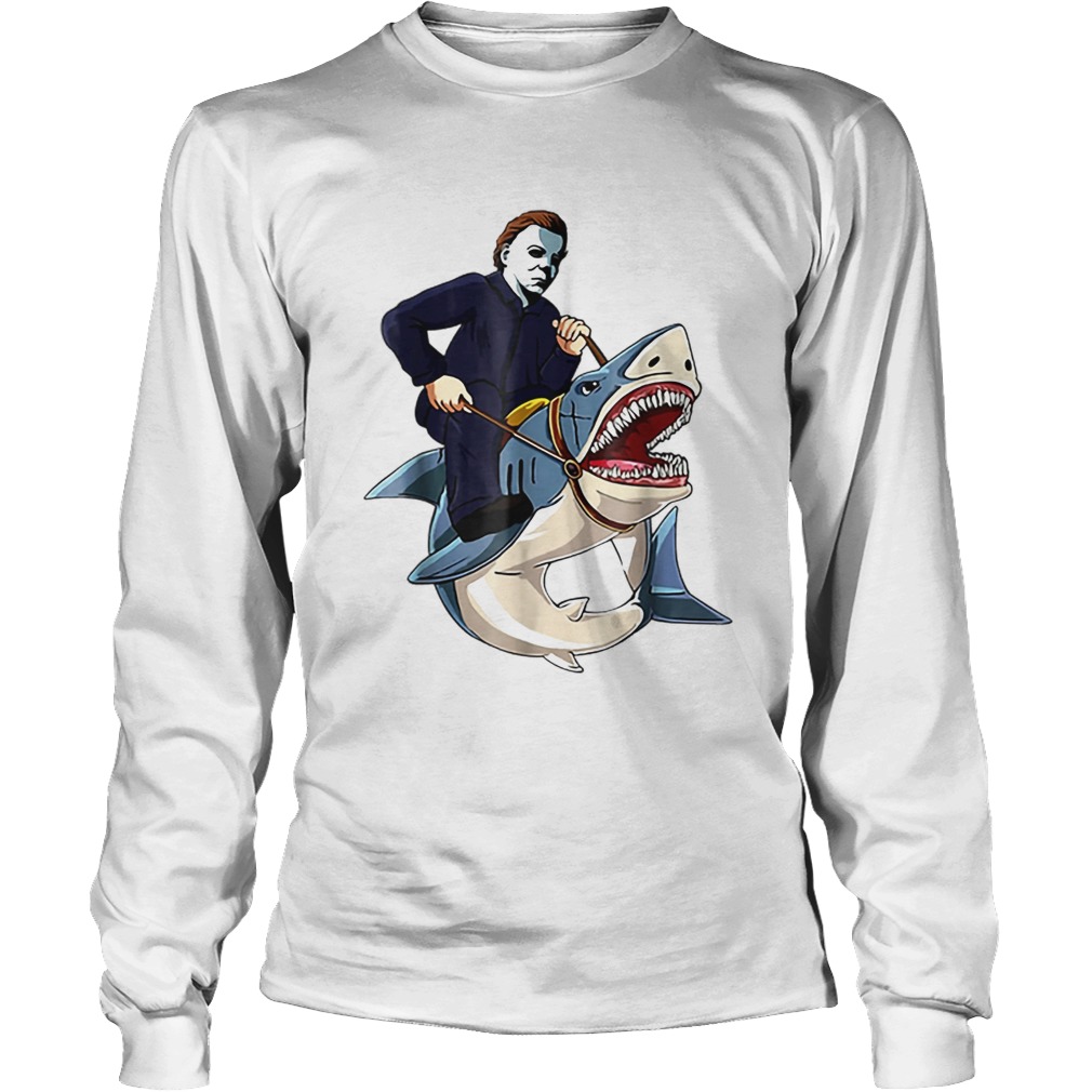 Jason Riding Shark Funny Halloween Graphic Costume LongSleeve