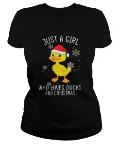 Just A Girl Who Loves Ducks And Christmas Shirt Classic Ladies