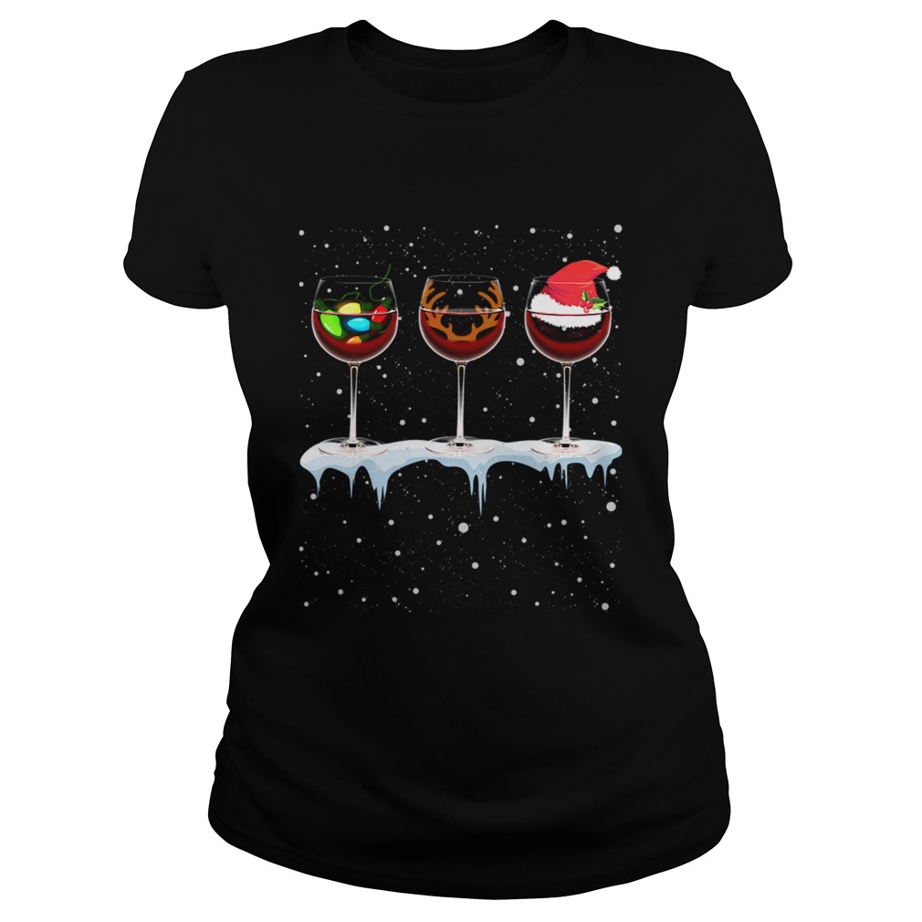 Just A Girl Who Loves Wine and Christmas TShirt Classic Ladies