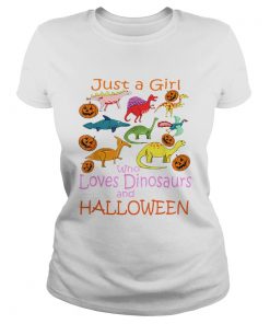 Just Girl Who Loves Dinosaurs and Halloween Pumpkin  Classic Ladies