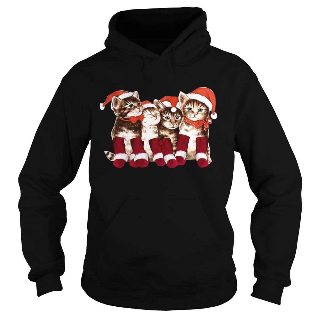 Kittens With Santa Hats Funny Christmas Cat Meme Tee TShirt Hoodie