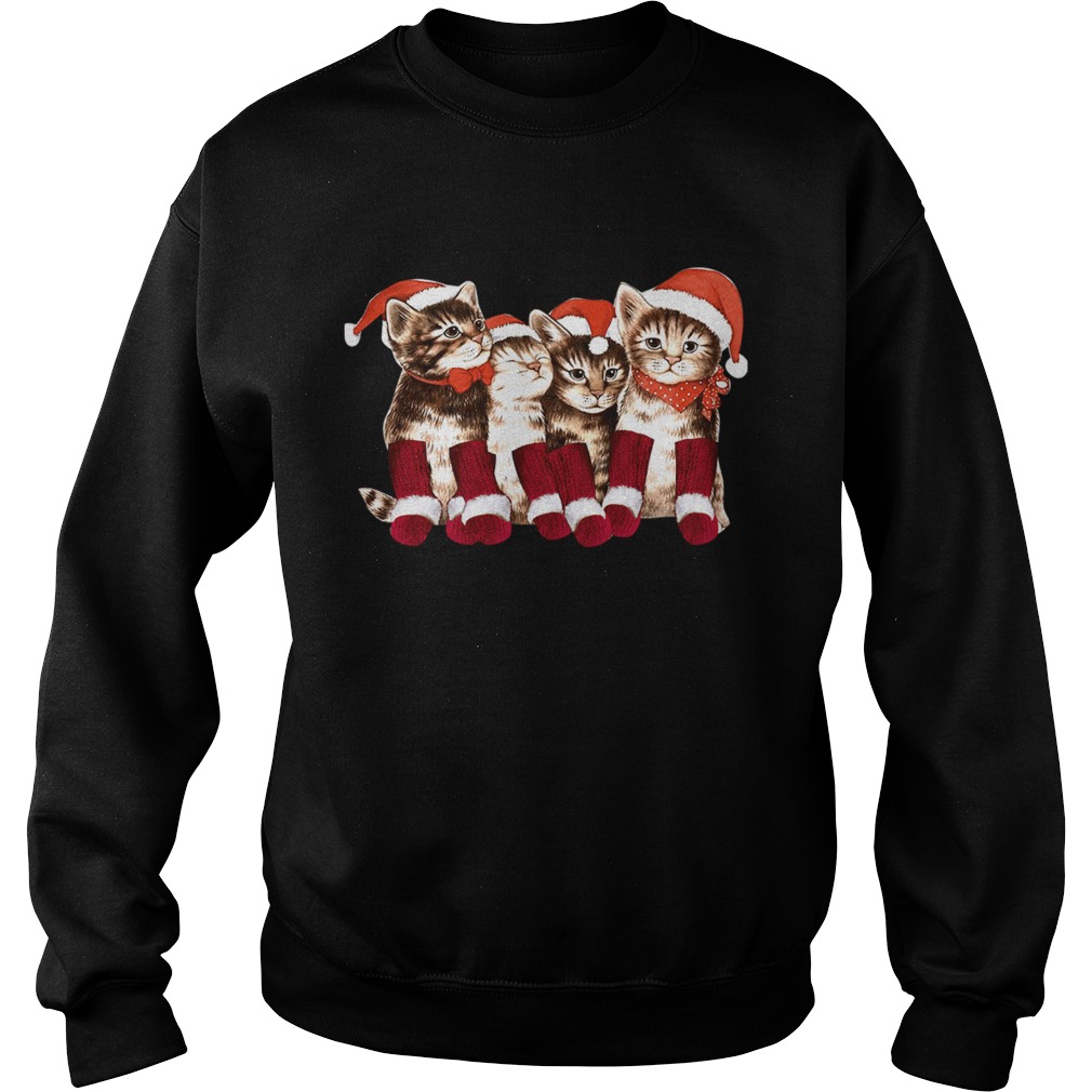 Kittens With Santa Hats Funny Christmas Cat Meme Tee TShirt Sweatshirt