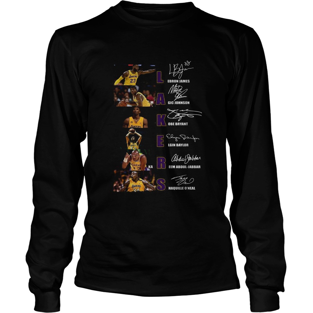 Los Angeles Lakers Lebron James Magic Johnson Kobe Bryant Elgin Baylor signatures LongSleeve