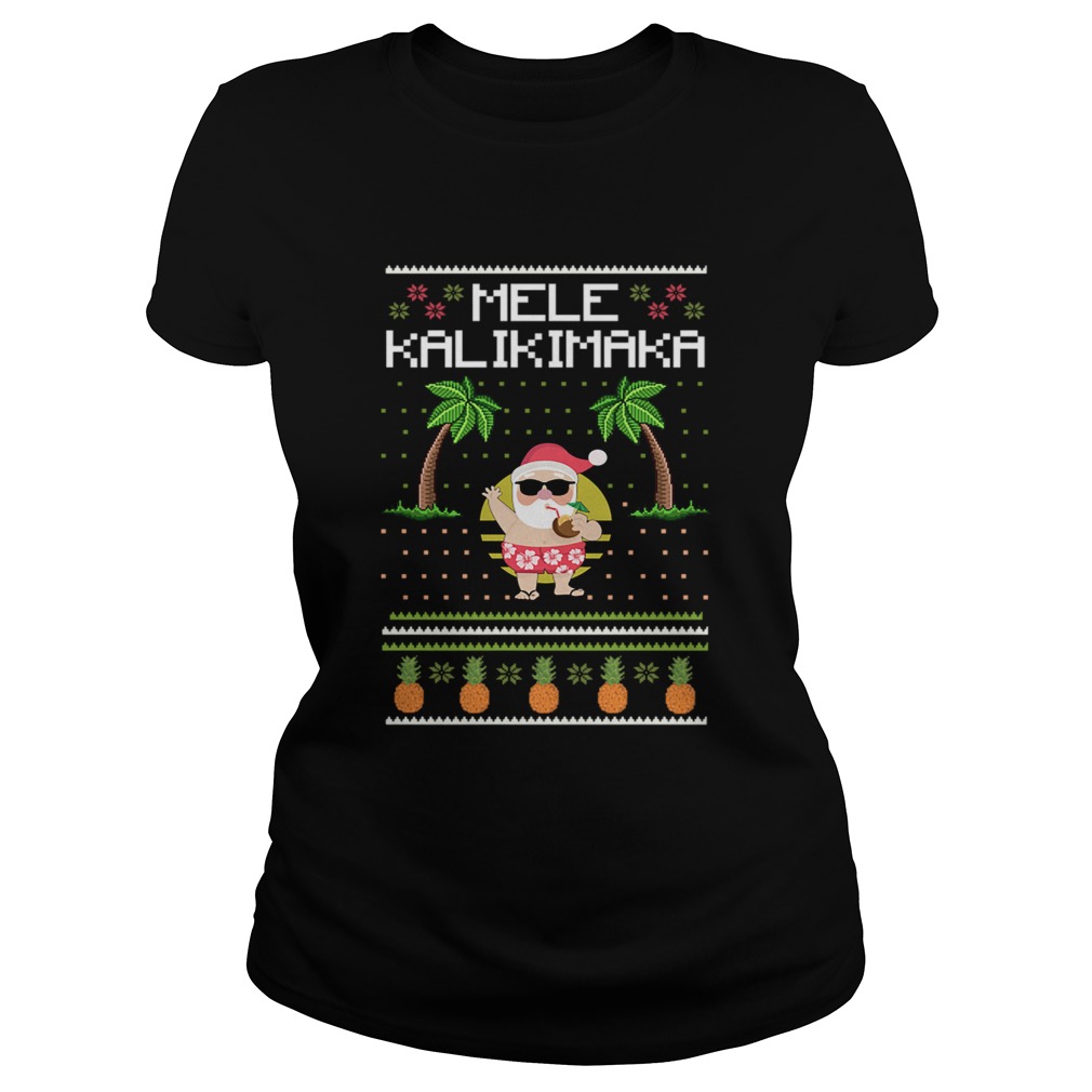 Mele Kalikimaka Hawaiian Santa Ugly Christmas Racerback Tank Top T Classic Ladies