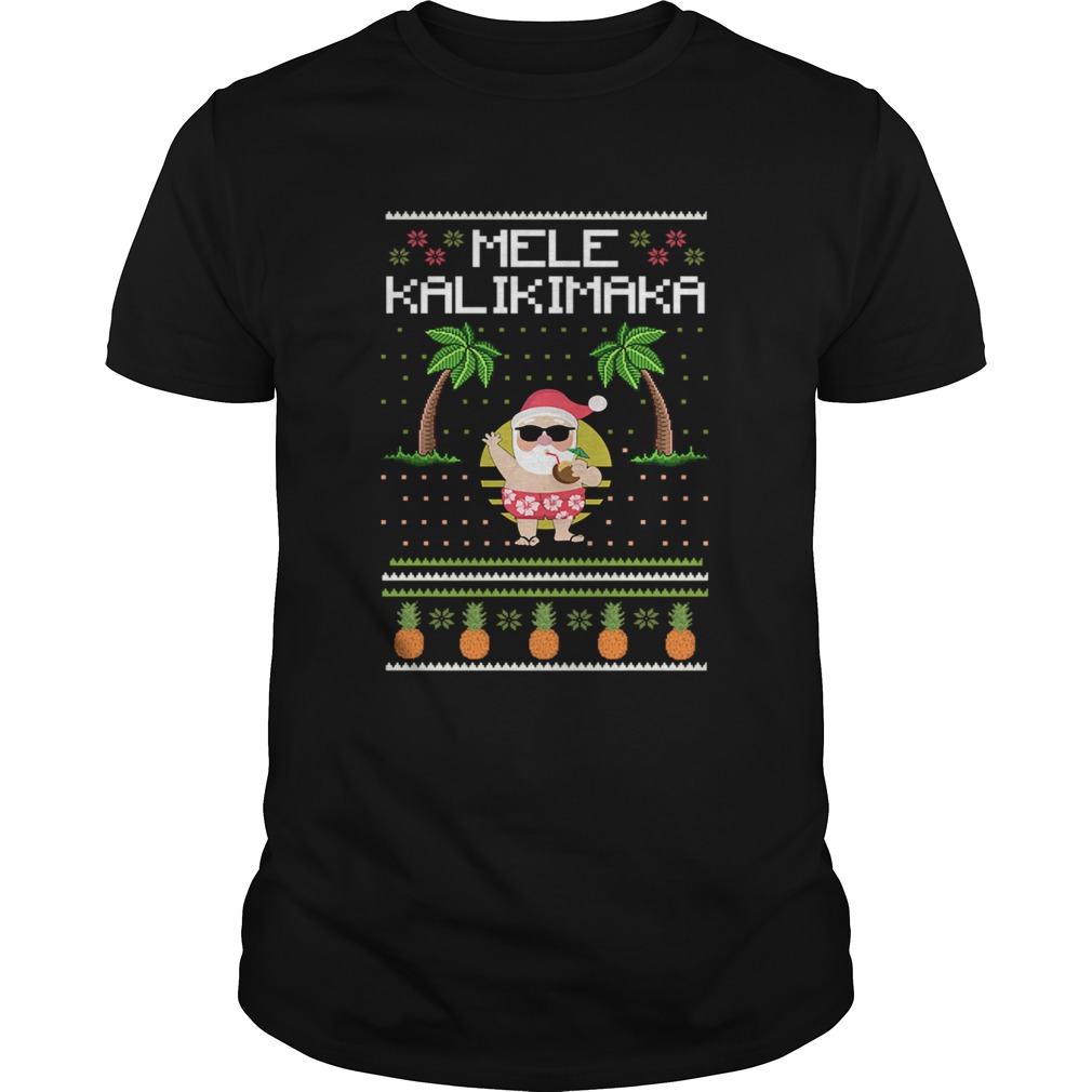 Mele Kalikimaka Hawaiian Santa Ugly Christmas Racerback Tank Top Tshirt