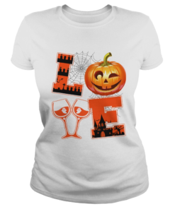 Men Women Halloween Love Wine TShirt Classic Ladies