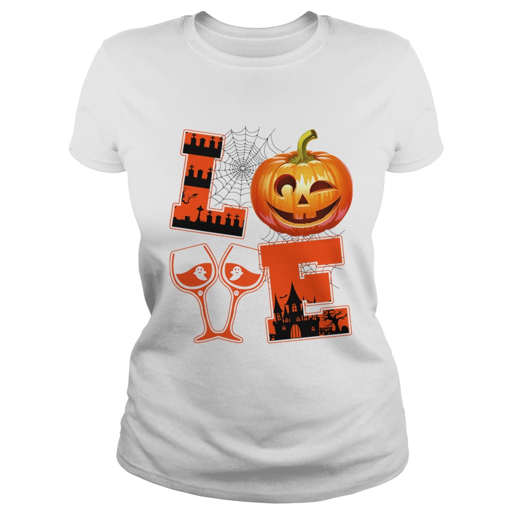 Men Women Halloween Love Wine TShirt Classic Ladies