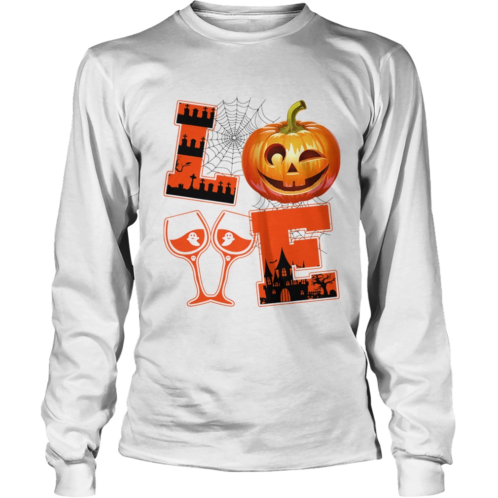 Men Women Halloween Love Wine TShirt LongSleeve