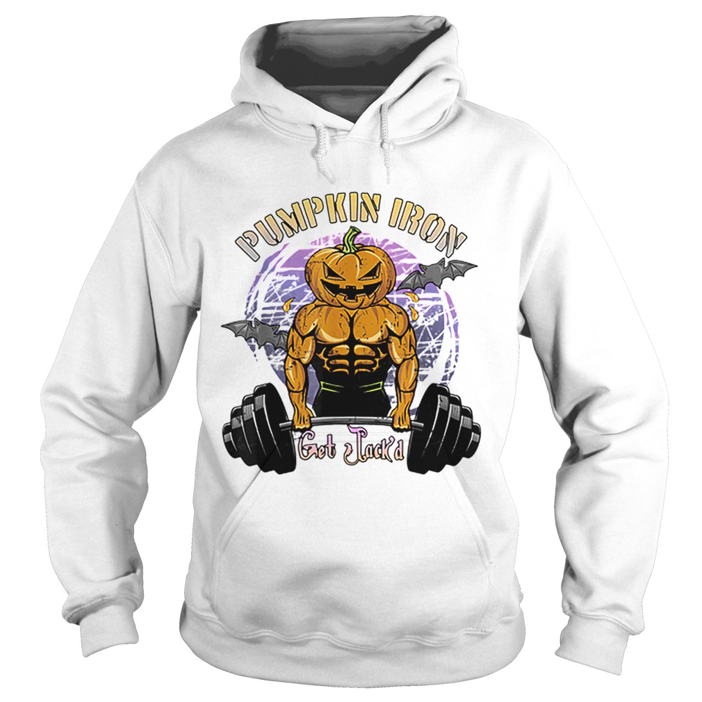 Mens Halloween Gym Workout Pumpkin Iron Hoodie