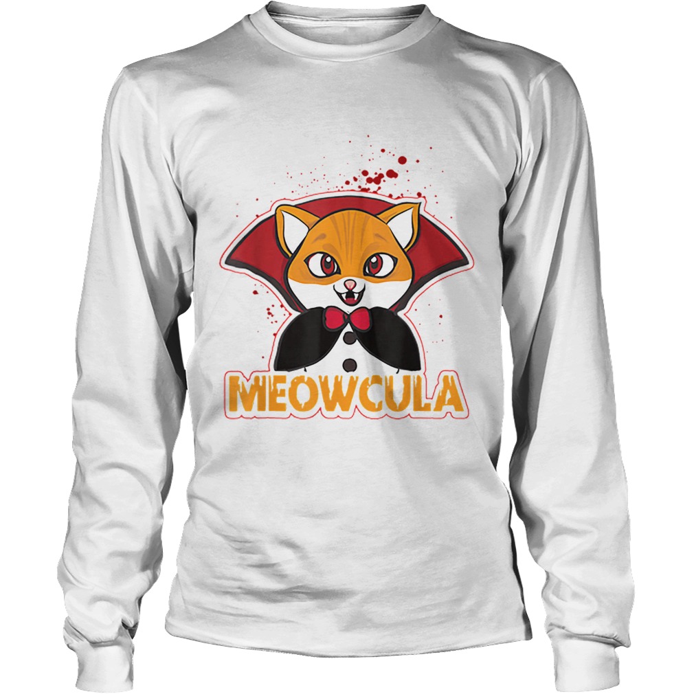 Meowcula Funny Cat Vampire Dracula Halloween Kitty LongSleeve