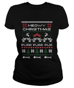 Meowy Christmas Xmas Ugly Cat Lover T Classic Ladies