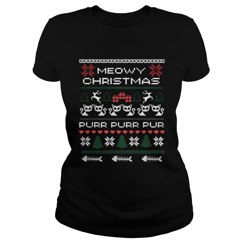 Meowy Christmas Xmas Ugly Cat Lover T Classic Ladies