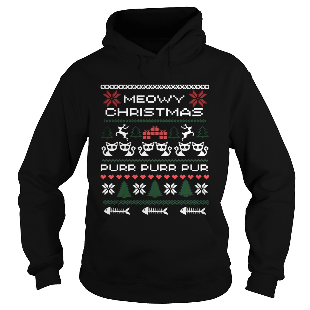 Meowy Christmas Xmas Ugly Cat Lover T Hoodie