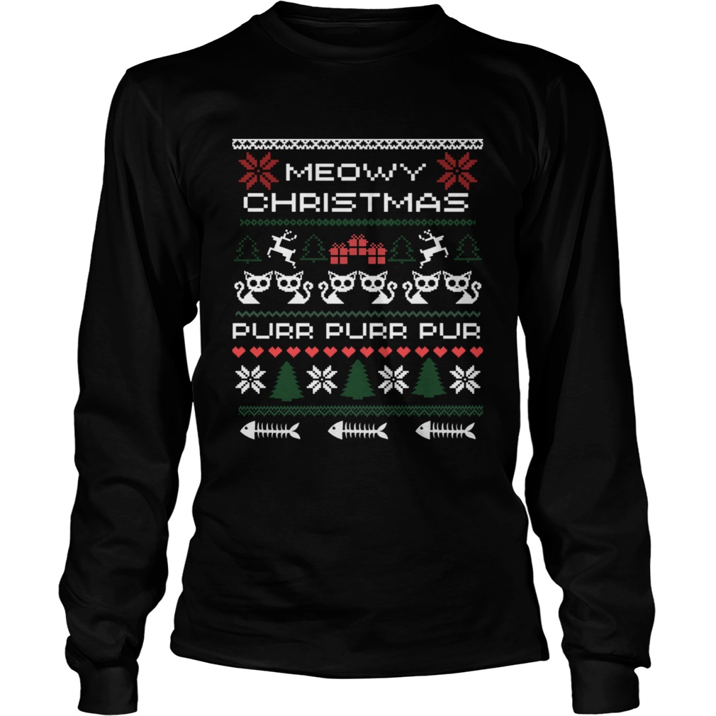 Meowy Christmas Xmas Ugly Cat Lover T LongSleeve