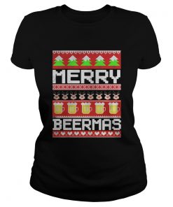 Merry Beermas Christmas Shirt Classic Ladies