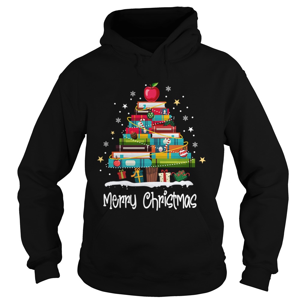 Merry Christmas Book Christmas Tree School Gift Tee T Hoodie