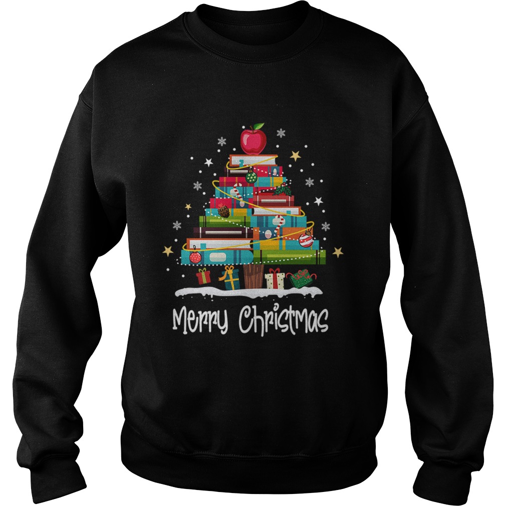 Merry Christmas Book Christmas Tree School Gift Tee T Sweatshirt