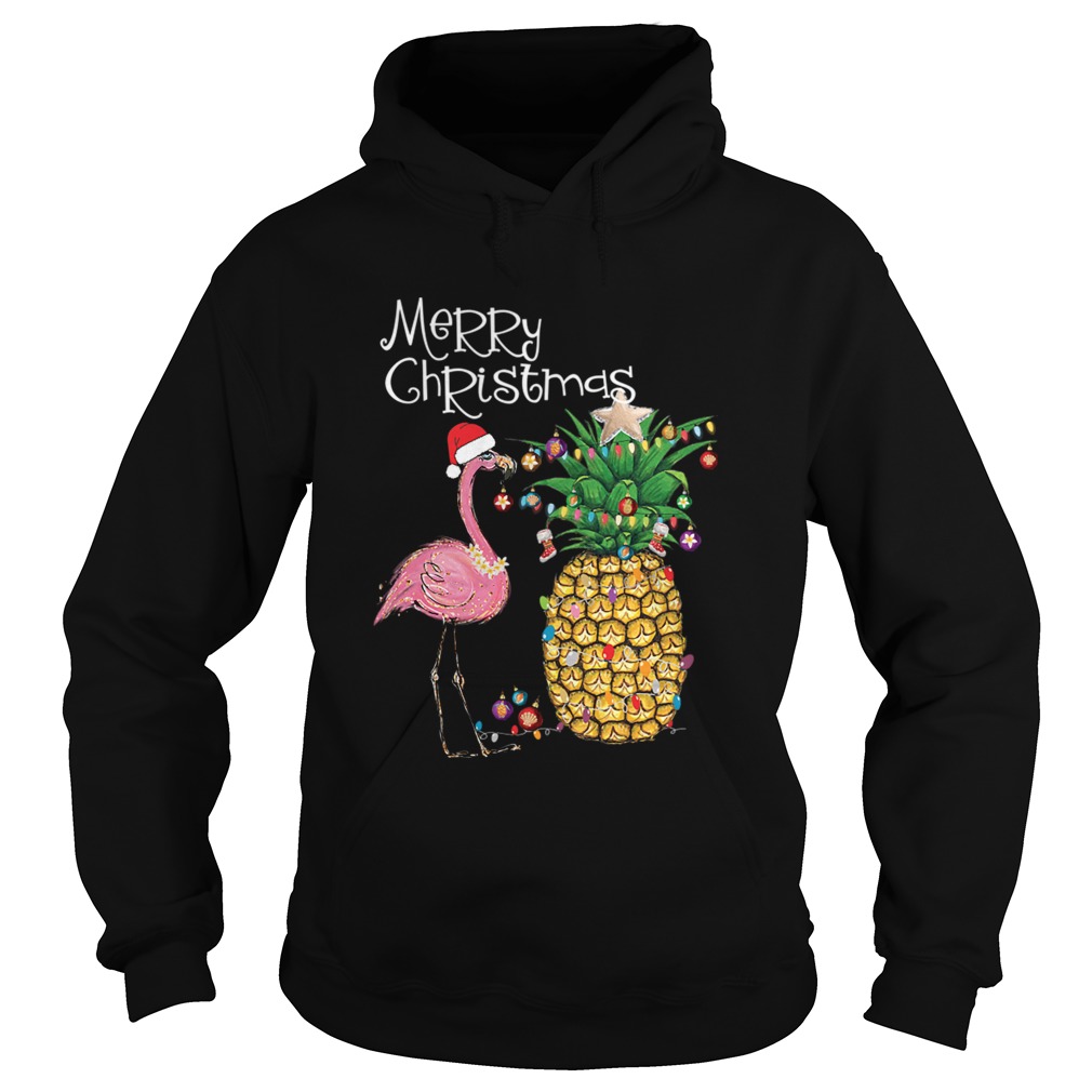 Merry Christmas Pink Flamingo Christmas TShirt Hoodie