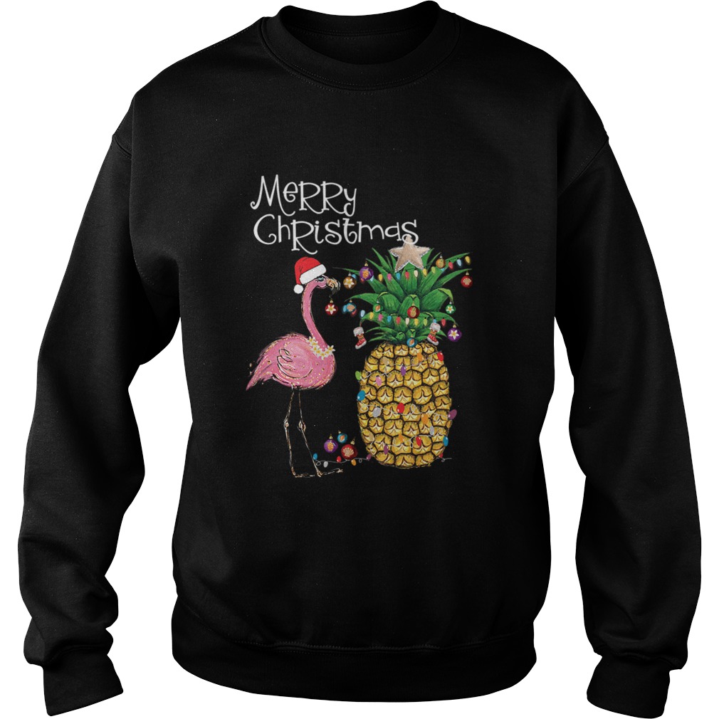 Merry Christmas Pink Flamingo Christmas TShirt Sweatshirt