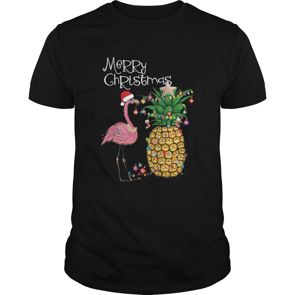 Merry Christmas Pink Flamingo Christmas TShirt