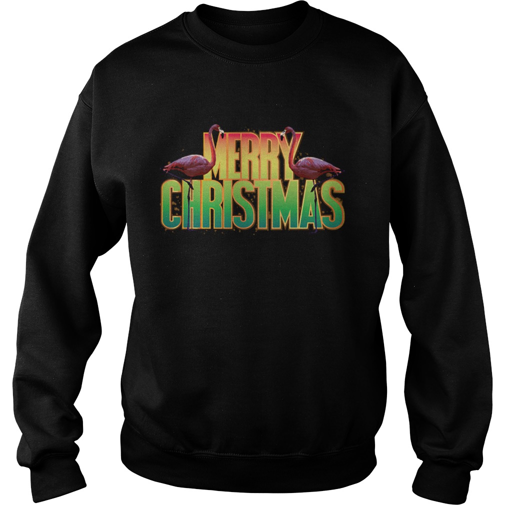 Merry Christmas Pink Flamingo Holiday Graphic Shirt Sweatshirt