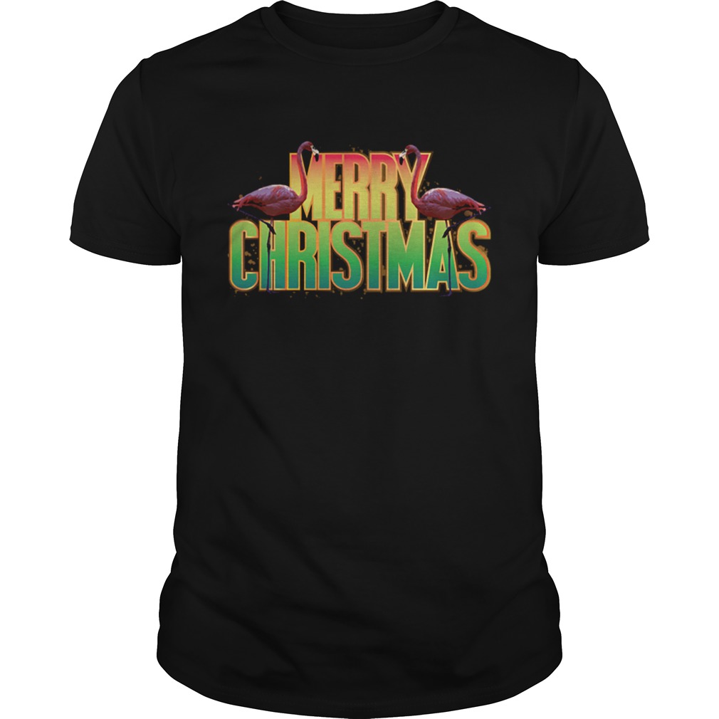 Merry Christmas Pink Flamingo Holiday Graphic Shirt