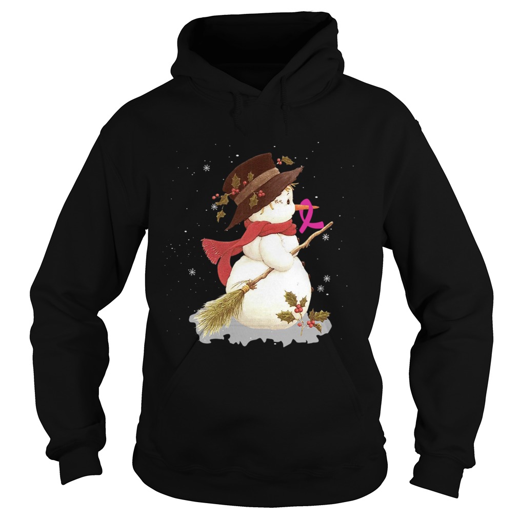 Merry Christmas Snowman Breast Cancer TShirt Hoodie