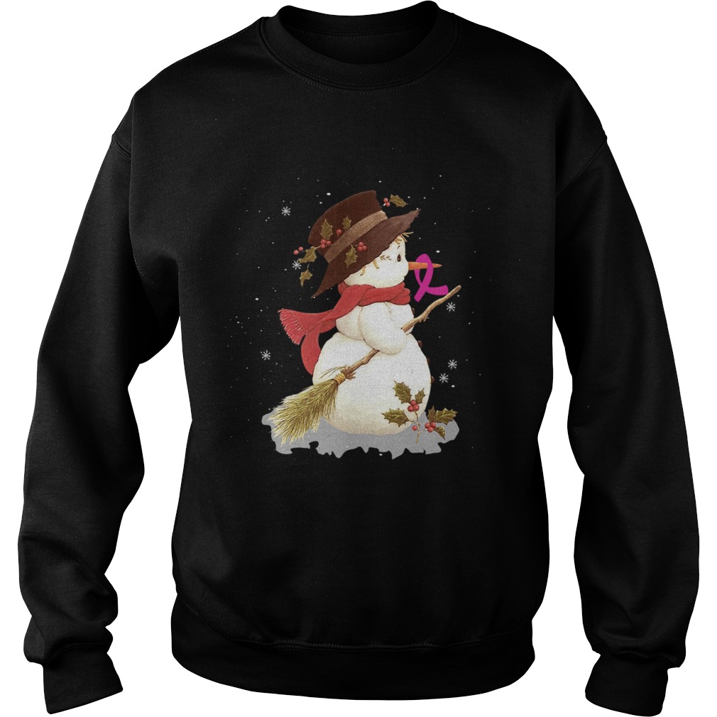 Merry Christmas Snowman Breast Cancer TShirt Sweatshirt