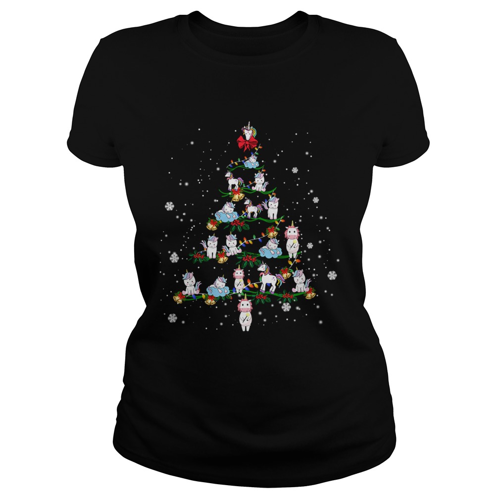 Merry Christmas Unicorn Tree Xmas Funny Unicorn Lover Gift TShirt Classic Ladies