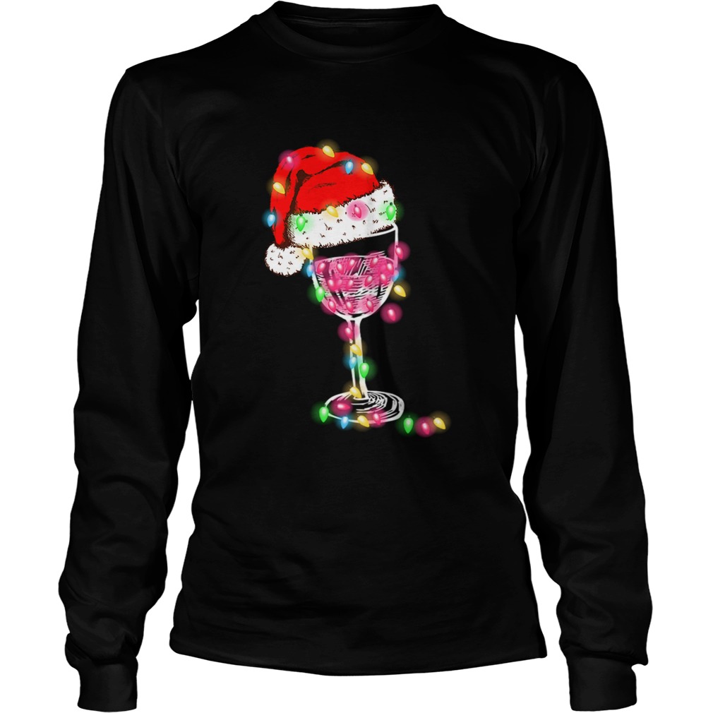 Merry Christmas Wine Glass Color Light Funny Wine Lover Gift TShirt LongSleeve