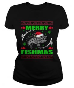 Merry Fishmas Funny Christmas Xmas For Fishers TShirt Classic Ladies