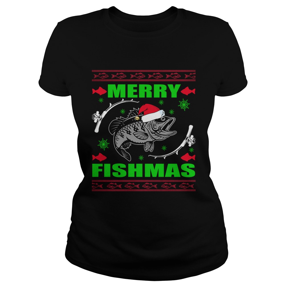 Merry Fishmas Funny Christmas Xmas For Fishers TShirt Classic Ladies