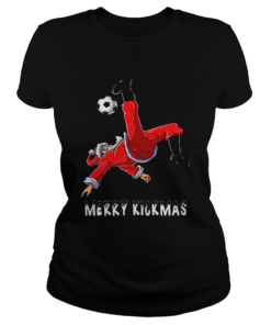 Merry Kickmas Santa Claus playing soccer  Classic Ladies