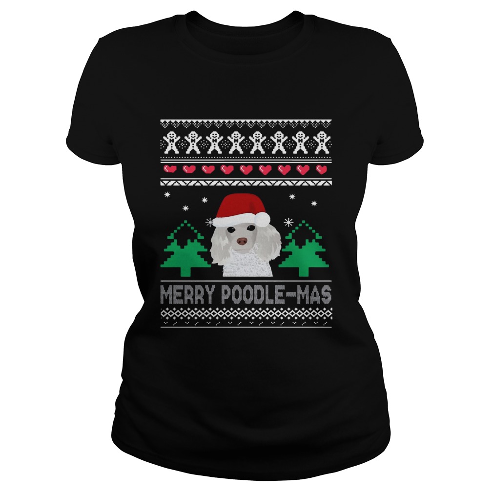 Merry Poodle Mas Christmas Tee Shirt Classic Ladies