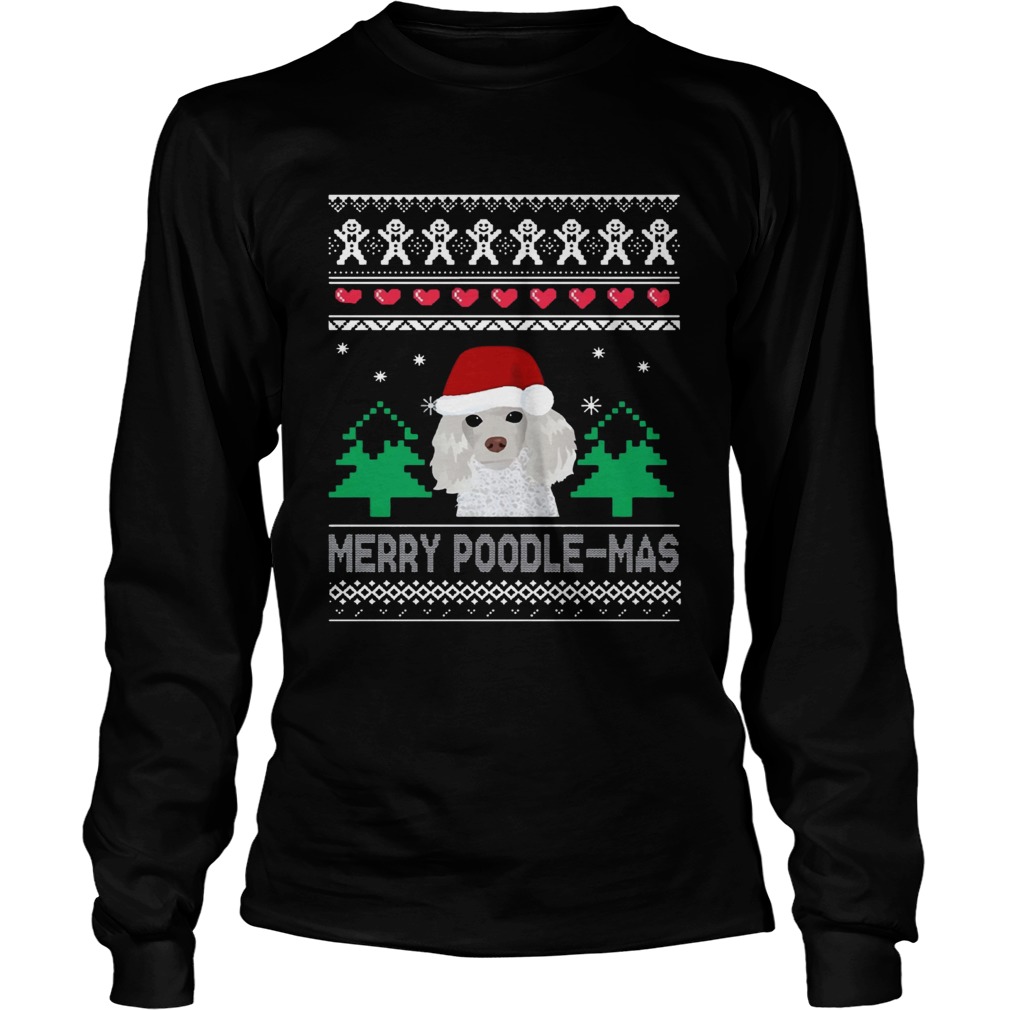 Merry Poodle Mas Christmas Tee Shirt LongSleeve