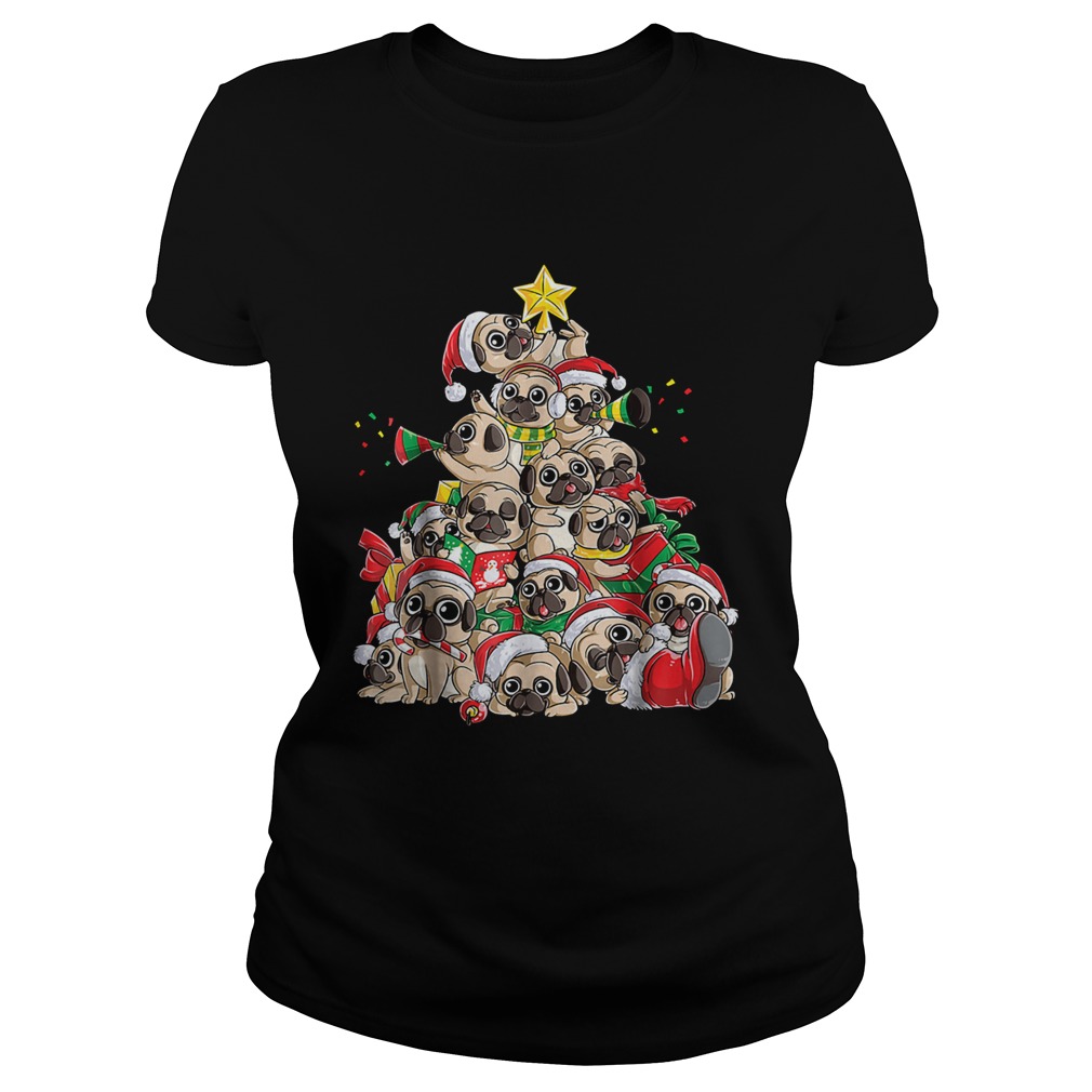 Merry Pugmas Xmas Tree Santa Boys Gifts TShirt Classic Ladies