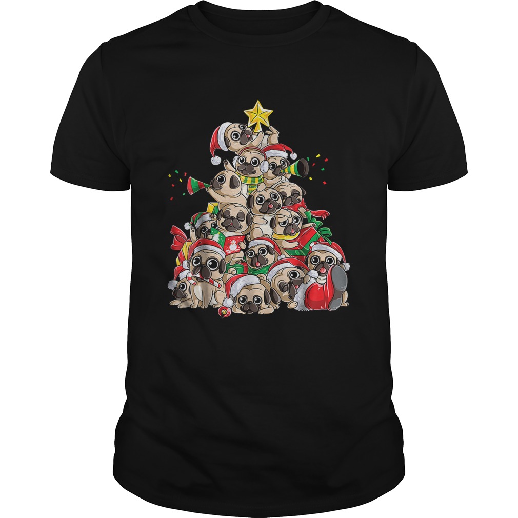 Merry Pugmas Xmas Tree Santa Boys Gifts TShirt